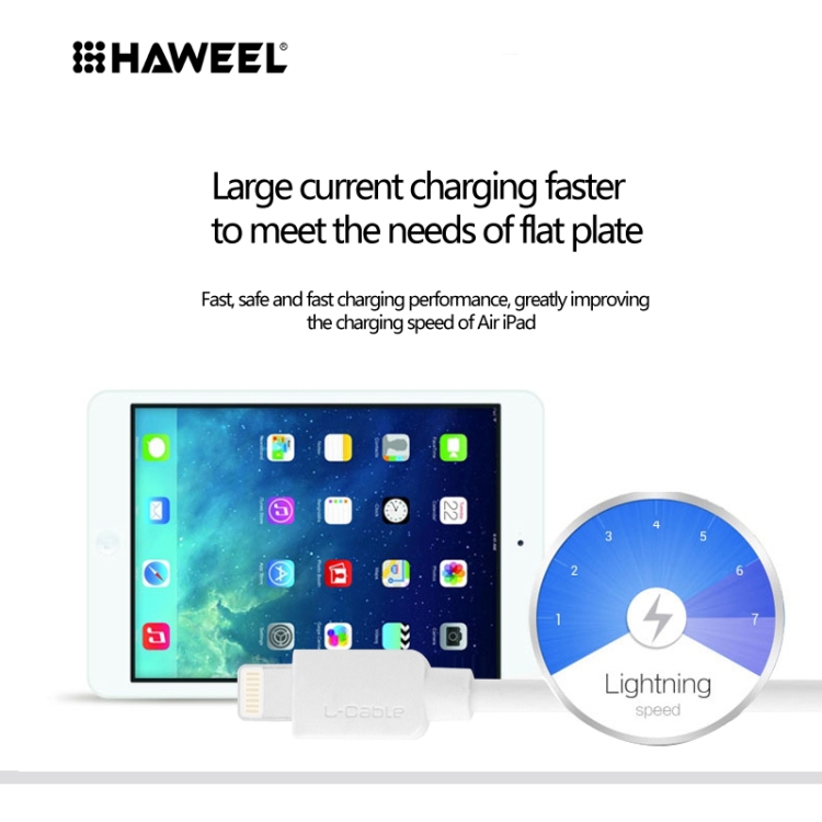 HAWEEL 2m High Speed 8 Pin to USB Sync and Charging Cable for iPhone, iPad(White) HAWEEL 2m High Speed 8 Pin to USB Sync and Charging Cable for iPhone, iPad(White)