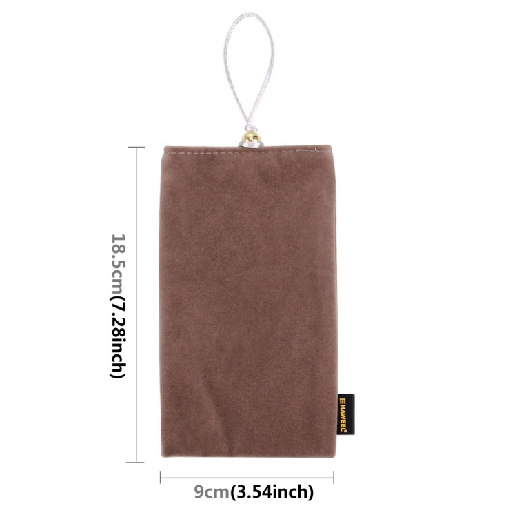 [HK Warehouse] HAWEEL Soft Flannel Pouch Bag with Pearl Button for up to 5.5 inch Screen Phone, Size: 18.5cm x 9cm