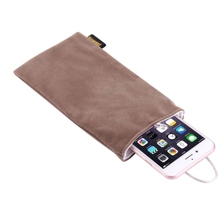 [HK Warehouse] HAWEEL Soft Flannel Pouch Bag with Pearl Button for up to 5.5 inch Screen Phone, Size: 18.5cm x 9cm