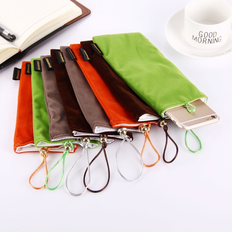[HK Warehouse] HAWEEL Soft Flannel Pouch Bag with Pearl Button for up to 5.5 inch Screen Phone, Size: 18.5cm x 9cm