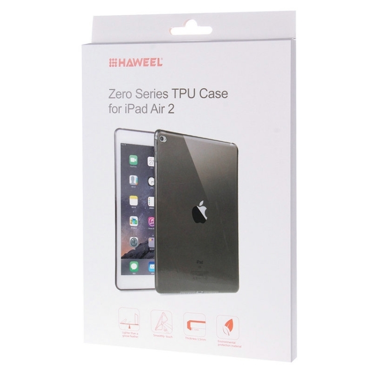 HAWEEL Slim Transparent TPU Protective Case for iPad Air 2(Black)