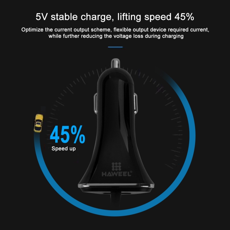 [US Warehouse] HAWEEL 1.8m 9.6A Max 4 Ports USB Passenger Car Charger with Extending USB HUB for Front & Back Seat Charging