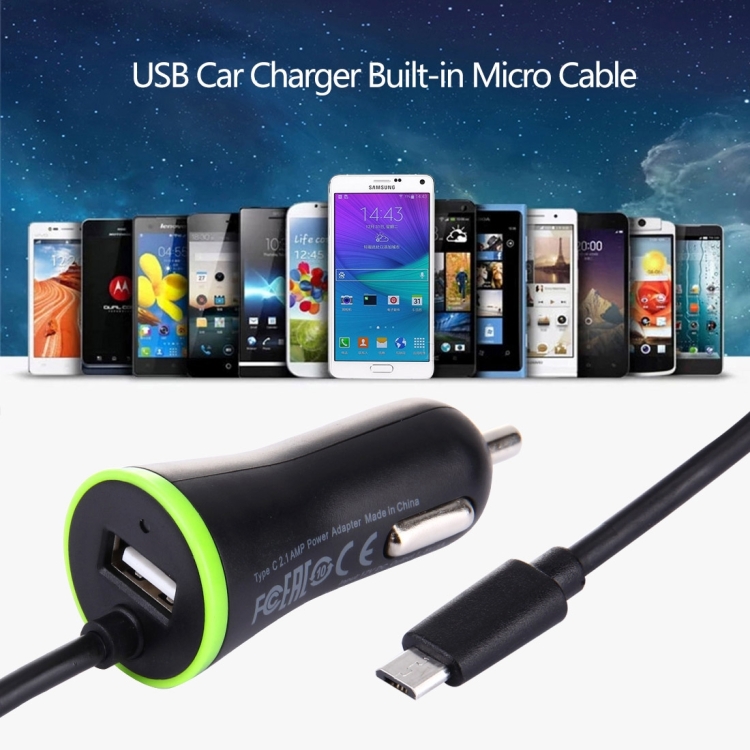 [UAE Warehouse] HAWEEL 5V 2.1A Micro USB Car Charger with Spring Cable, Length: 25cm-120cm