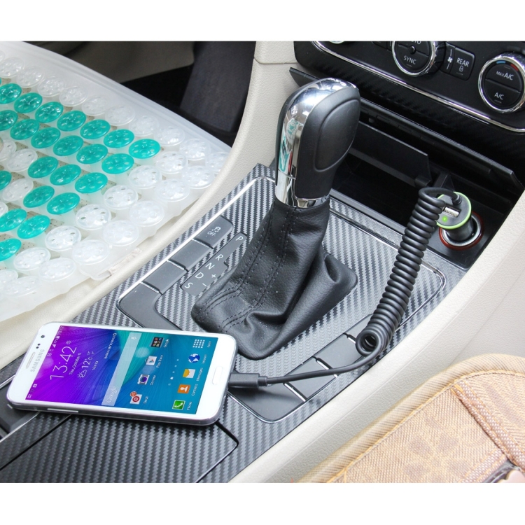 [UAE Warehouse] HAWEEL 5V 2.1A Micro USB Car Charger with Spring Cable, Length: 25cm-120cm