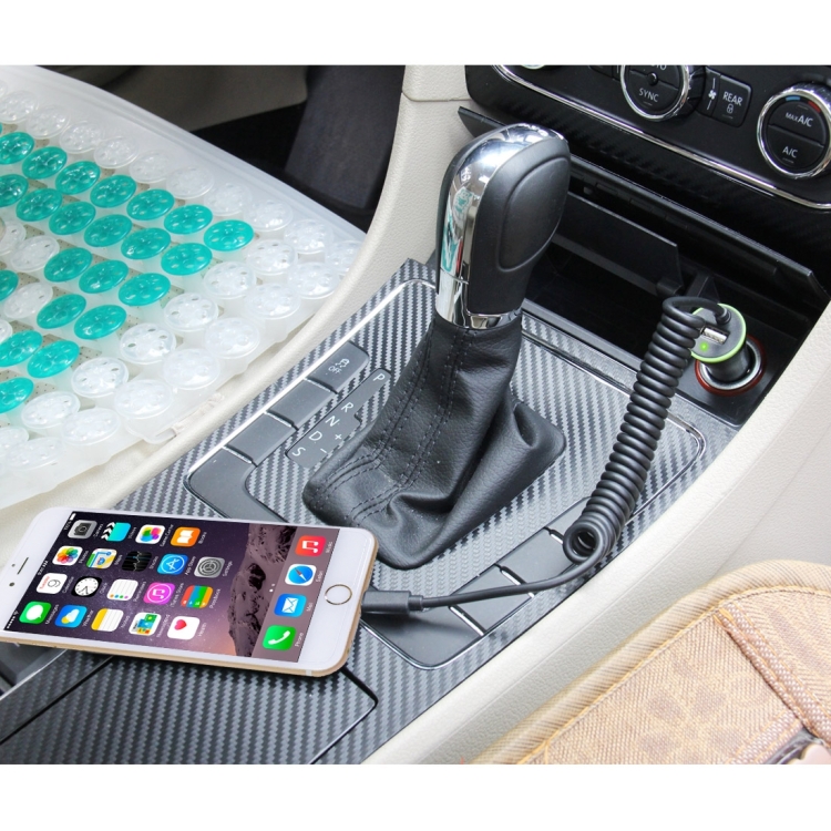 [US Warehouse] HAWEEL 5V 2.1A 8 pin USB Car Charger with Spring Cable, Length: 25cm-120cm