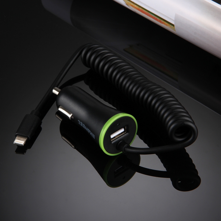 HAWEEL 5V 2.1A 8 pin USB Car Charger with Spring Cable, Length: 25cm-120cm HAWEEL 5V 2.1A 8 pin USB Car Charger with Spring Cable, Length: 25cm-120cm