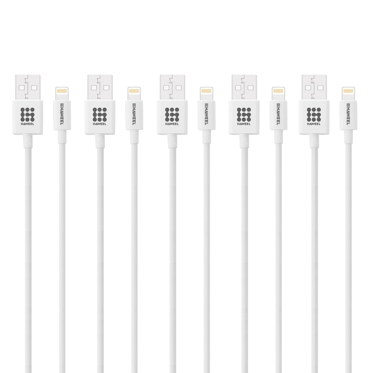 5 PCS HAWEEL 1m 8 Pin USB Data Sync Charging Cable Kits For iPhone X, iPhone 8, iPhone 7 & 7 Plus, iPhone 6 & 6s, iPhone 6 Plus & 6s Plus, iPhone 5 & 5s & 5C, iPad Air, iPad mini(White) 5 PCS HAWEEL 1m 8 Pin USB Data Sync Charging Cable Kits For iPhone X, iPhone 8, iPhone 7 & 7 Plus, iPhone 6 & 6s, iPhone 6 Plus & 6s Plus, iPhone 5 & 5s & 5C, iPad Air, iPad mini(White)
