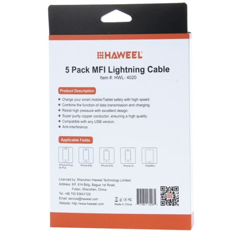 5 PCS HAWEEL 1m 8 Pin USB Data Sync Charging Cable Kits For iPhone X, iPhone 8, iPhone 7 & 7 Plus, iPhone 6 & 6s, iPhone 6 Plus & 6s Plus, iPhone 5 & 5s & 5C, iPad Air, iPad mini(White) 5 PCS HAWEEL 1m 8 Pin USB Data Sync Charging Cable Kits For iPhone X, iPhone 8, iPhone 7 & 7 Plus, iPhone 6 & 6s, iPhone 6 Plus & 6s Plus, iPhone 5 & 5s & 5C, iPad Air, iPad mini(White)