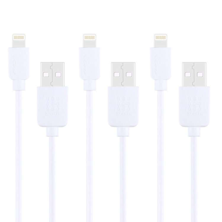 3 PCS HAWEEL 1m High Speed 8 pin to USB Sync and Charging Cable Kit for iPhone, iPad(White) 3 PCS HAWEEL 1m High Speed 8 pin to USB Sync and Charging Cable Kit for iPhone, iPad(White)