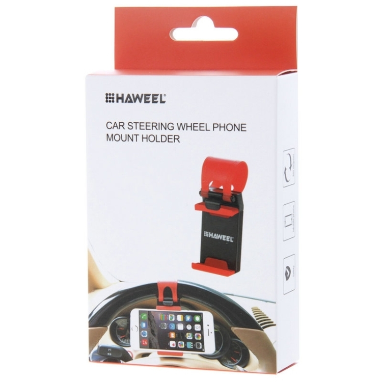 [UK Warehouse] HAWEEL Universal Car Steering Wheel Phone Mount Holder(Red)