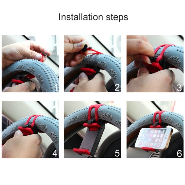 [UK Warehouse] HAWEEL Universal Car Steering Wheel Phone Mount Holder(Red)