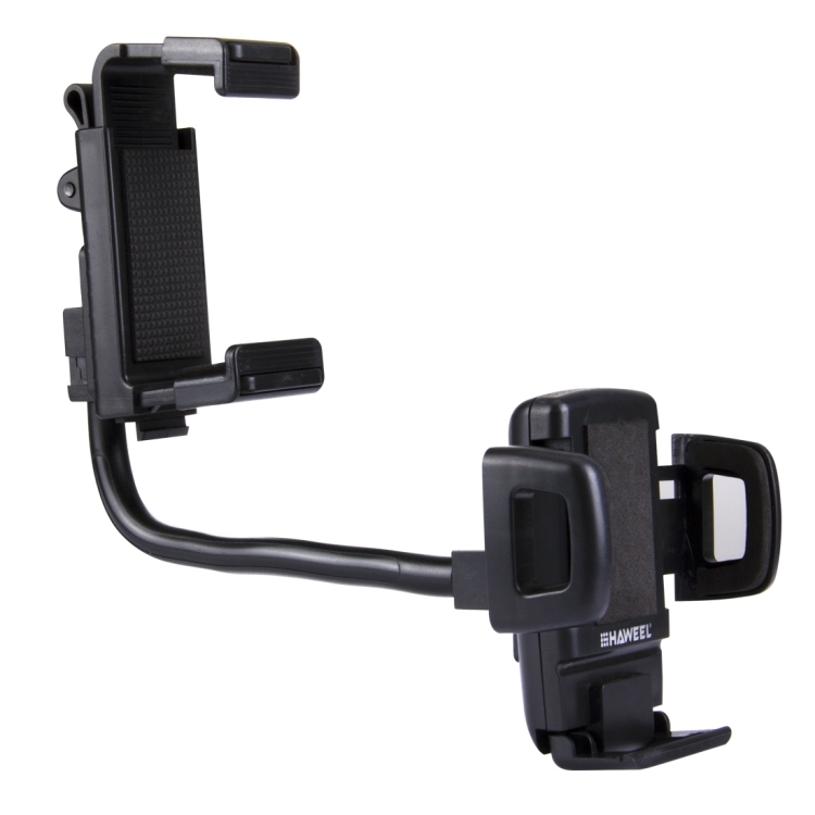 [US Warehouse] HAWEEL 2 in 1 Universal Car Rear View Mirror Stand Mobile Phone Mount Holder, Clamp Size: 40mm-80mm