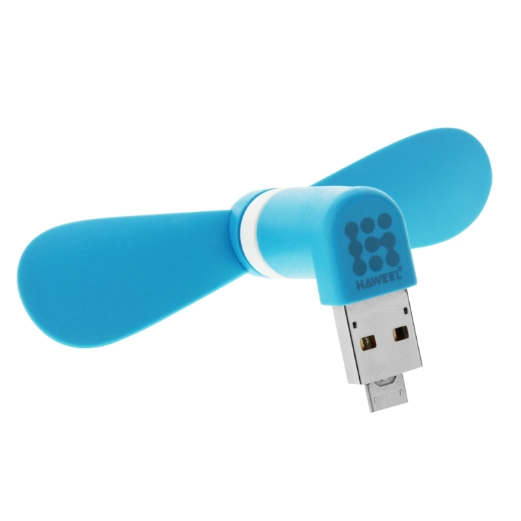 HAWEEL 3.5 inch Fashion Two Ports Portable USB / Micro USB Phone Mini Fan with Two Leaves HAWEEL 3.5 inch Fashion Two Ports Portable USB / Micro USB Phone Mini Fan with Two Leaves