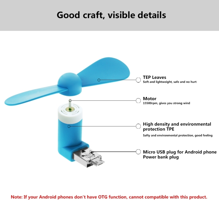 HAWEEL 3.5 inch Fashion Two Ports Portable USB / Micro USB Phone Mini Fan with Two Leaves HAWEEL 3.5 inch Fashion Two Ports Portable USB / Micro USB Phone Mini Fan with Two Leaves