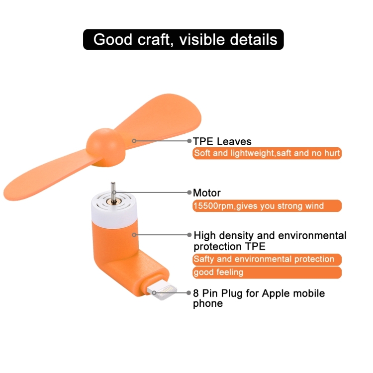 HAWEEL 3.5 inch Fashion Portable 8 Pin USB Phone Mini Fan with Two Leaves HAWEEL 3.5 inch Fashion Portable 8 Pin USB Phone Mini Fan with Two Leaves