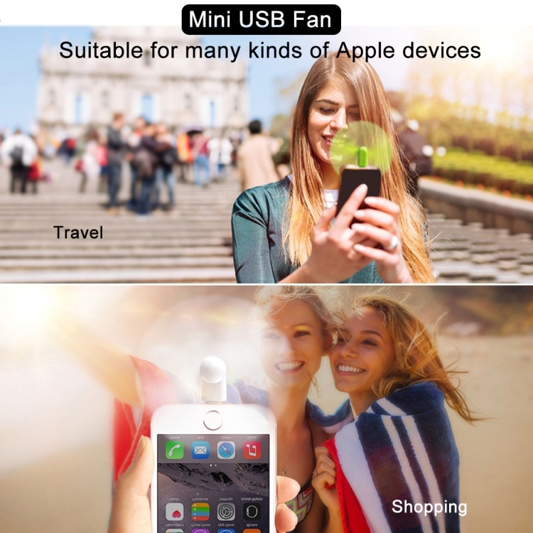 HAWEEL 3.5 inch Fashion Portable 8 Pin USB Phone Mini Fan with Two Leaves HAWEEL 3.5 inch Fashion Portable 8 Pin USB Phone Mini Fan with Two Leaves