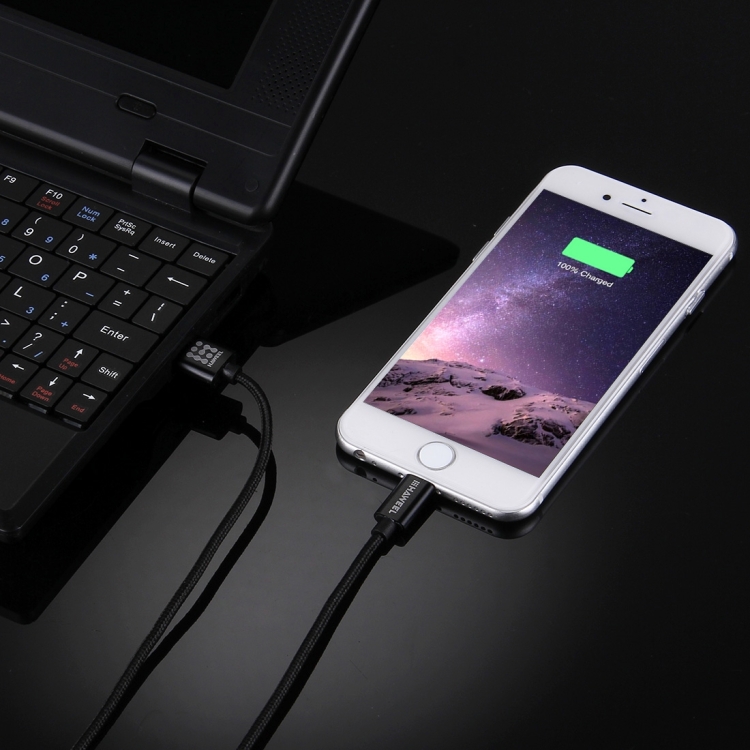 HAWEEL 1m Nylon Woven Metal Head 3A 8 Pin to USB 2.0 Sync Data Charging Cable for iPhone, iPad(Black) HAWEEL 1m Nylon Woven Metal Head 3A 8 Pin to USB 2.0 Sync Data Charging Cable for iPhone, iPad(Black)