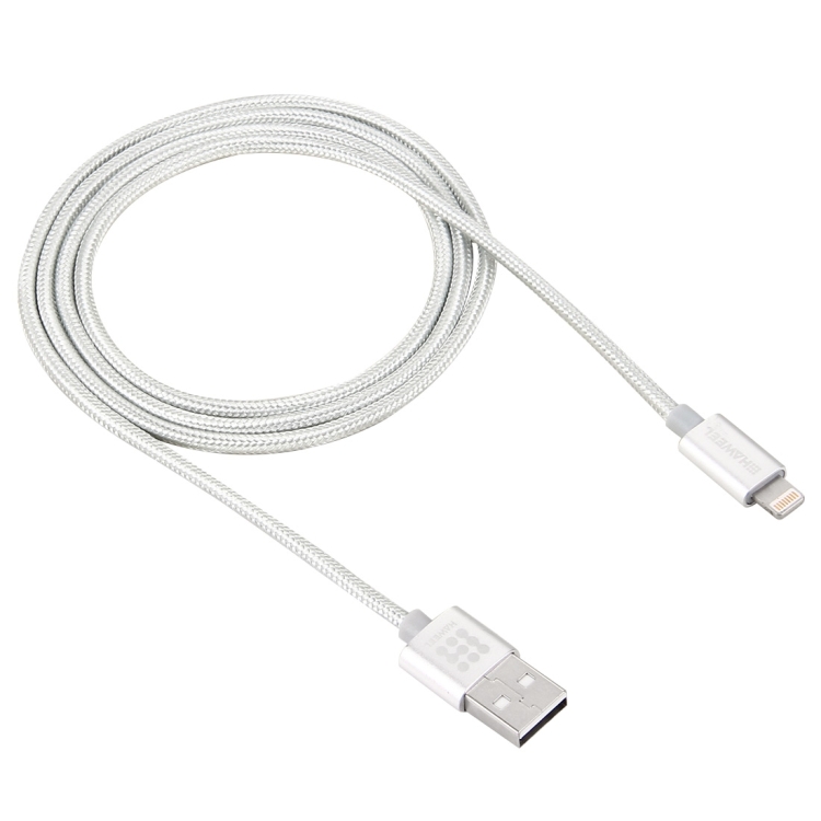 HAWEEL 1m Nylon Woven Metal Head 3A 8 Pin to USB 2.0 Sync Data Charging Cable for iPhone, iPad(Silver) HAWEEL 1m Nylon Woven Metal Head 3A 8 Pin to USB 2.0 Sync Data Charging Cable for iPhone, iPad(Silver)