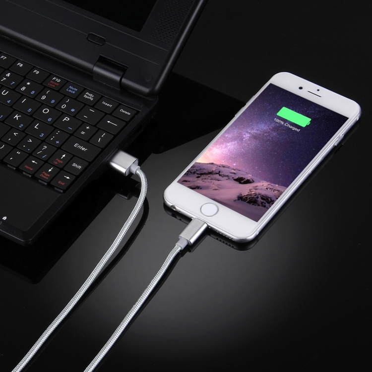 HAWEEL 1m Nylon Woven Metal Head 3A 8 Pin to USB 2.0 Sync Data Charging Cable for iPhone, iPad(Silver) HAWEEL 1m Nylon Woven Metal Head 3A 8 Pin to USB 2.0 Sync Data Charging Cable for iPhone, iPad(Silver)
