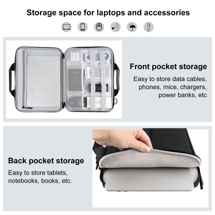 HAWEEL 14.0 inch Briefcase Crossbody Laptop Bag For Macbook, Lenovo Thinkpad, ASUS, HP(Black) - 6
