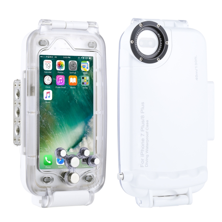 [US Warehouse] HAWEEL 40m/130ft Waterproof Diving Case for iPhone 8 Plus & 7 Plus, Photo Video Taking Underwater Housing Cover