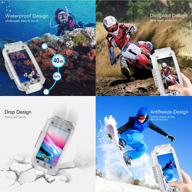 [US Warehouse] HAWEEL 40m/130ft Waterproof Diving Case for iPhone 8 Plus & 7 Plus, Photo Video Taking Underwater Housing Cover