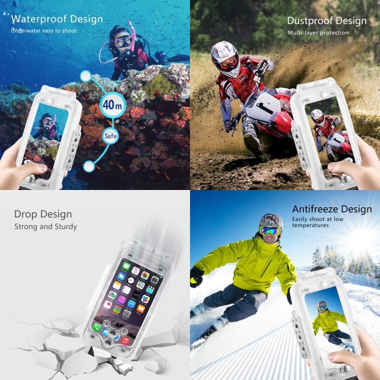 [US Warehouse] HAWEEL 40m/130ft Waterproof Diving Case for iPhone 8 Plus & 7 Plus, Photo Video Taking Underwater Housing Cover