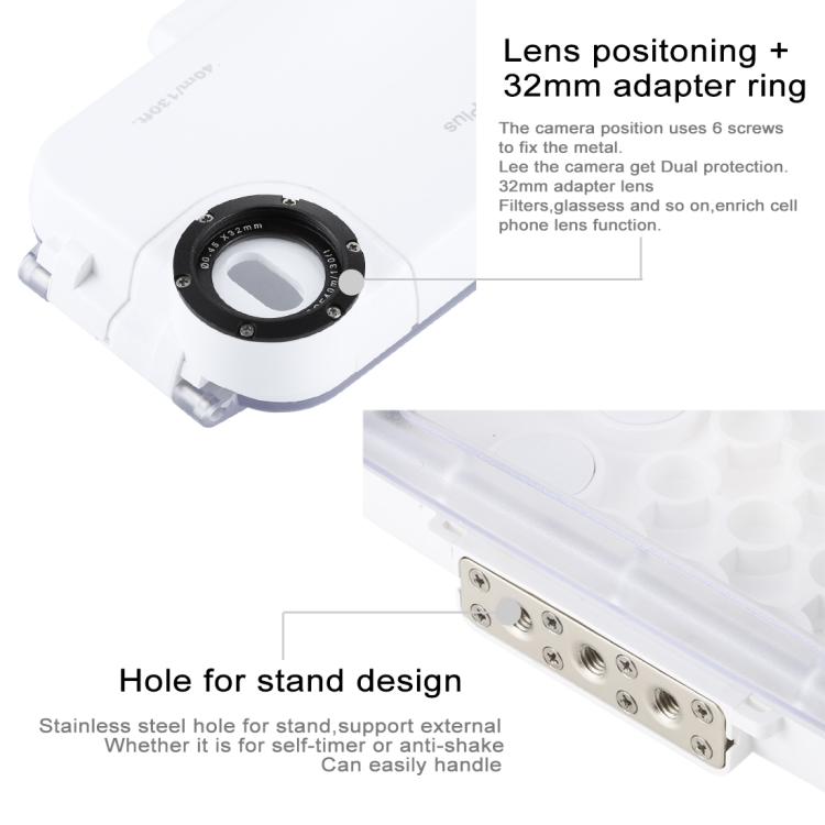 [US Warehouse] HAWEEL 40m/130ft Waterproof Diving Case for iPhone 8 Plus & 7 Plus, Photo Video Taking Underwater Housing Cover