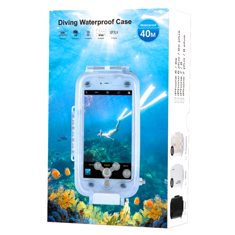 [US Warehouse] HAWEEL 40m/130ft Waterproof Diving Case for iPhone 8 Plus & 7 Plus, Photo Video Taking Underwater Housing Cover