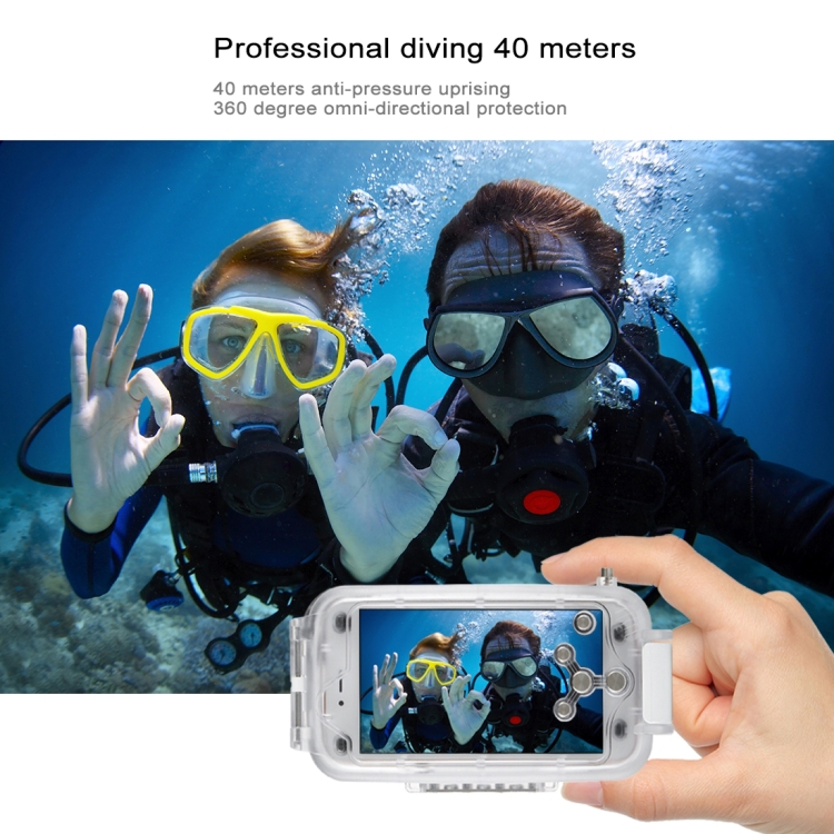 [US Warehouse] HAWEEL 40m/130ft Waterproof Diving Case for iPhone 8 Plus & 7 Plus, Photo Video Taking Underwater Housing Cover