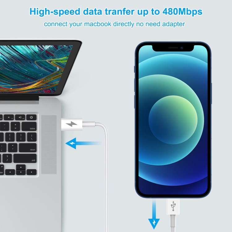 HAWEEL 25W 3A USB-C / Type-C to 8 Pin PD Fast Charging Cable for iPhone, iPad, Cable Length: 2m HAWEEL 25W 3A USB-C / Type-C to 8 Pin PD Fast Charging Cable for iPhone, iPad, Cable Length: 2m