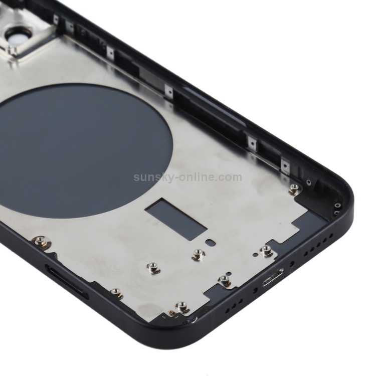 Boîtier IPhone 12 Noir Avec Boutons Et Bac à SIM - Pièce De Rechange Neuve