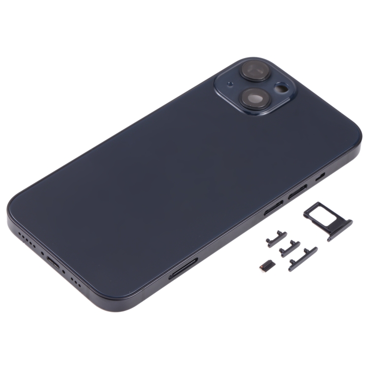 Back Housing Cover with SIM Card Tray & Side  Keys & Camera Lens for iPhone 13(Black) - 1