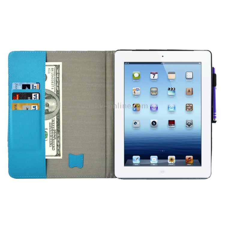 For iPad 4 / 3 / 2 Butterfly Tree Pattern Horizontal Flip Leather Case with Holder & Wallet & Card Slots & Sleep / Wake-up Function & Pen Slot For iPad 4 / 3 / 2 Butterfly Tree Pattern Horizontal Flip Leather Case with Holder & Wallet & Card Slots & Sleep / Wake-up Function & Pen Slot