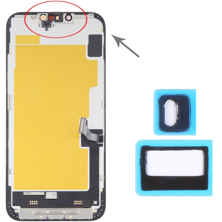 100/Set Cámara frontal Sensor de luz LCD Adhesivo trasero para iPhone 14/14 Plus - 4