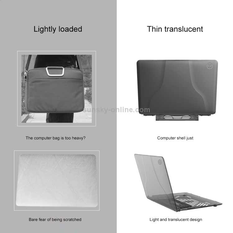 Multi-function Ultra-thin Translucent Heat Dissipation Laptop PC Protective Case for MacBook Air 13.3 inch(2018), with Holder & Handle & Slip-resistant Feet(Red)