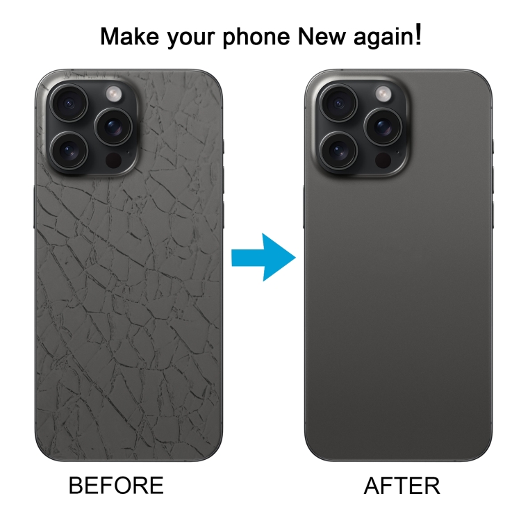 PLUS Tempered Glass Battery Door & Camera Lens Cover For IPhone 15 / 15 Pro / 15 Pro Max – Glossy