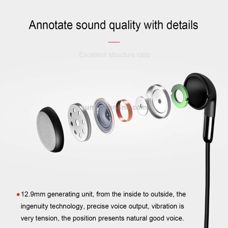 USAMS EP-16 ABS + TPE 3.5mm Flat In-Ear Bluetooth Stereo Earphone with Line Control