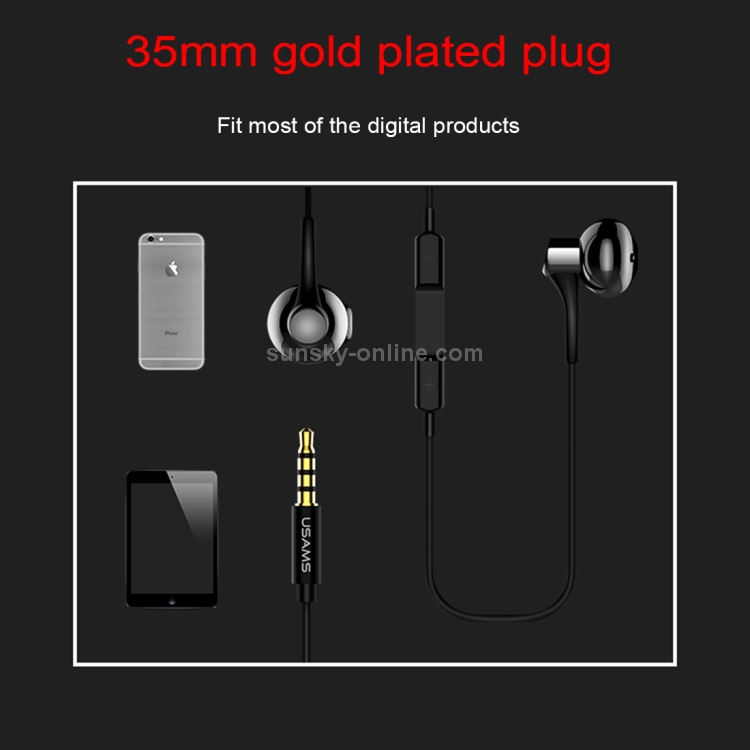 USAMS EP-17 ABS + TPE 3.5mm In-Ear Wired Stereo Earphone USAMS EP-17 ABS + TPE 3.5mm In-Ear Wired Stereo Earphone