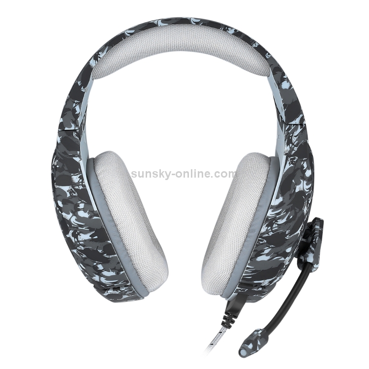 ONIKUMA K1-B Auriculares para juegos de camuflaje con cancelación de ruido y graves profundos con micrófono (gris) - 3