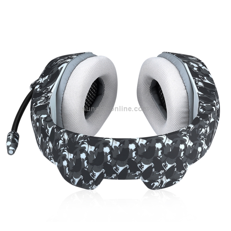 ONIKUMA K1-B Auriculares para juegos de camuflaje con cancelación de ruido y graves profundos con micrófono (gris) - 4