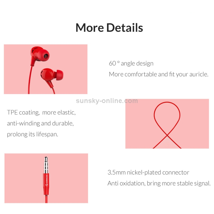 ORICO SOUNDPLUS-RP1 1.2m In-Ear Music Headphones with Mic ORICO SOUNDPLUS-RP1 1.2m In-Ear Music Headphones with Mic