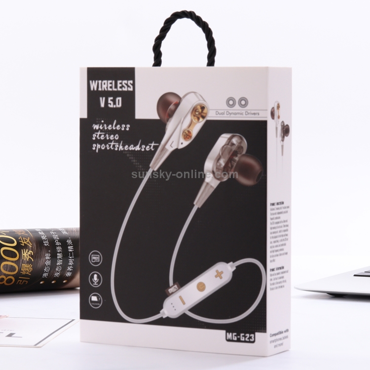 MG-G23 Portable Sports Bluetooth V5.0 Bluetooth Headphones, with 4 Speakers(White) MG-G23 Portable Sports Bluetooth V5.0 Bluetooth Headphones, with 4 Speakers(White)
