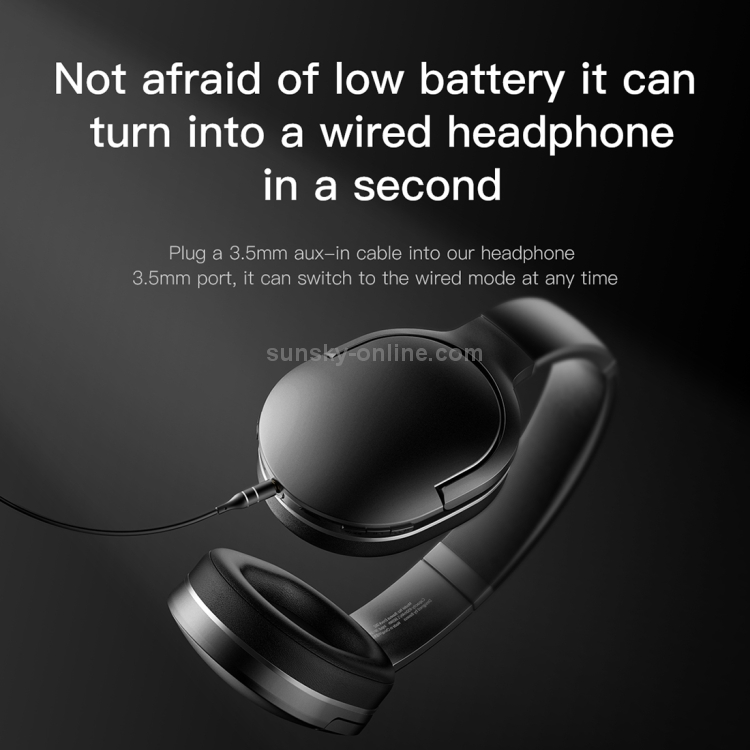 Baseus Encok D02 Bluetooth 5.0 Subwoofer Foldable Wireless Bluetooth Headset for Mobile Devices with Bluetooth, with Microphone & 3.5mm Jack(Black) Baseus Encok D02 Bluetooth 5.0 Subwoofer Foldable Wireless Bluetooth Headset for Mobile Devices with Bluetooth, with Microphone & 3.5mm Jack(Black)