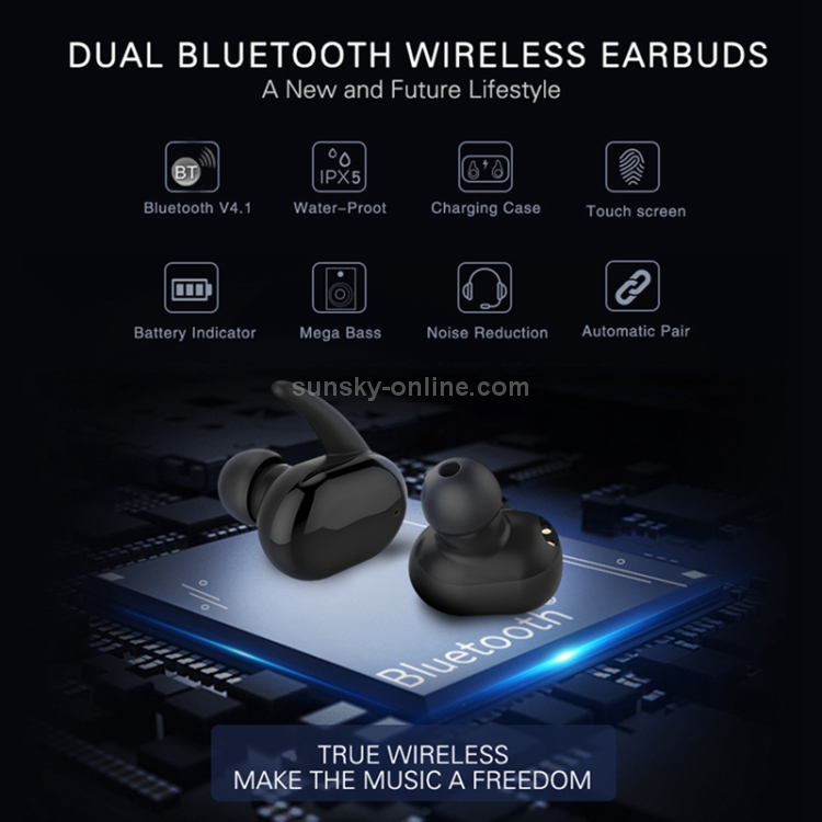 TWS Binaural Wireless Touch Sensing Bluetooth Headset(Black) TWS Binaural Wireless Touch Sensing Bluetooth Headset(Black)