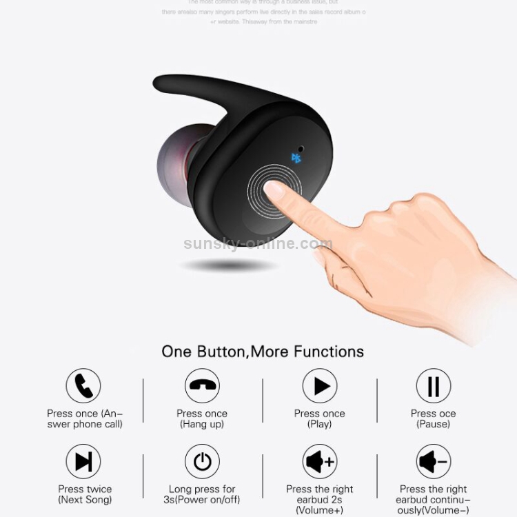 TWS Binaural Wireless Touch Sensing Bluetooth Headset(Black) TWS Binaural Wireless Touch Sensing Bluetooth Headset(Black)
