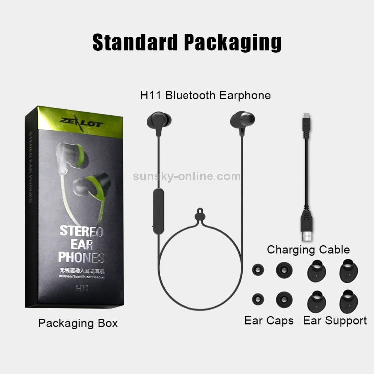 ZEALOT H11 High Stereo Wireless Sports In-ear Bluetooth Headphones with USB Charging Cable, Bluetooth Distance: 10m(Black) ZEALOT H11 High Stereo Wireless Sports In-ear Bluetooth Headphones with USB Charging Cable, Bluetooth Distance: 10m(Black)
