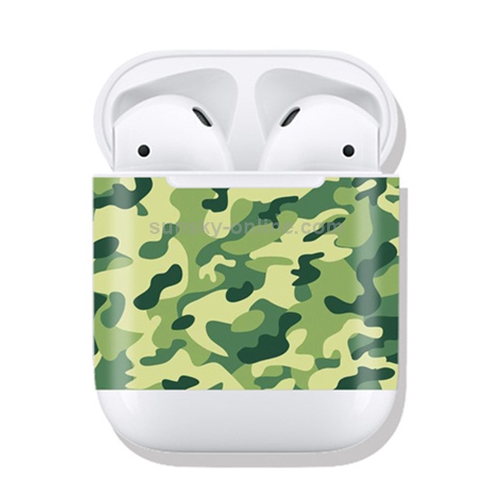 Green Camouflage Pattern Wireless Earphones Charging Box Protective Film Sticker for Apple AirPods 1/2 Green Camouflage Pattern Wireless Earphones Charging Box Protective Film Sticker for Apple AirPods 1/2