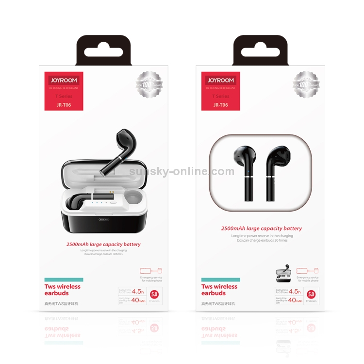 JOYROOM JR-T06 TWS V5.0 Wireless Bluetooth Bilateral Earphones with Charging Case, Support Voice Assistant(White) JOYROOM JR-T06 TWS V5.0 Wireless Bluetooth Bilateral Earphones with Charging Case, Support Voice Assistant(White)