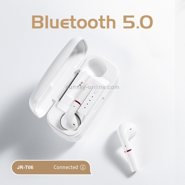 JOYROOM JR-T06 TWS V5.0 Wireless Bluetooth Bilateral Earphones with Charging Case, Support Voice Assistant(White) JOYROOM JR-T06 TWS V5.0 Wireless Bluetooth Bilateral Earphones with Charging Case, Support Voice Assistant(White)